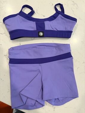 Girls Purple Two-Piece Active Swim Set